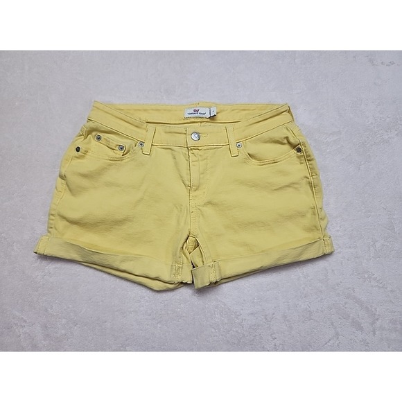 Vineyard Vines Pants - Vineyard Vines Yellow Denim Shorts 3" Inseam Rolled Leg‎ Culf Size 4